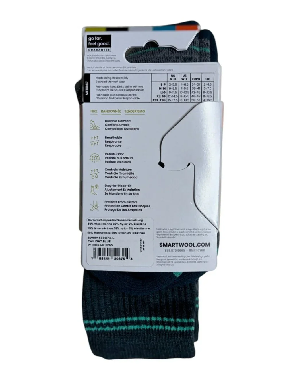 NWT Smartwool Women's Hike Crew Socks (Twilight Blue) - Large